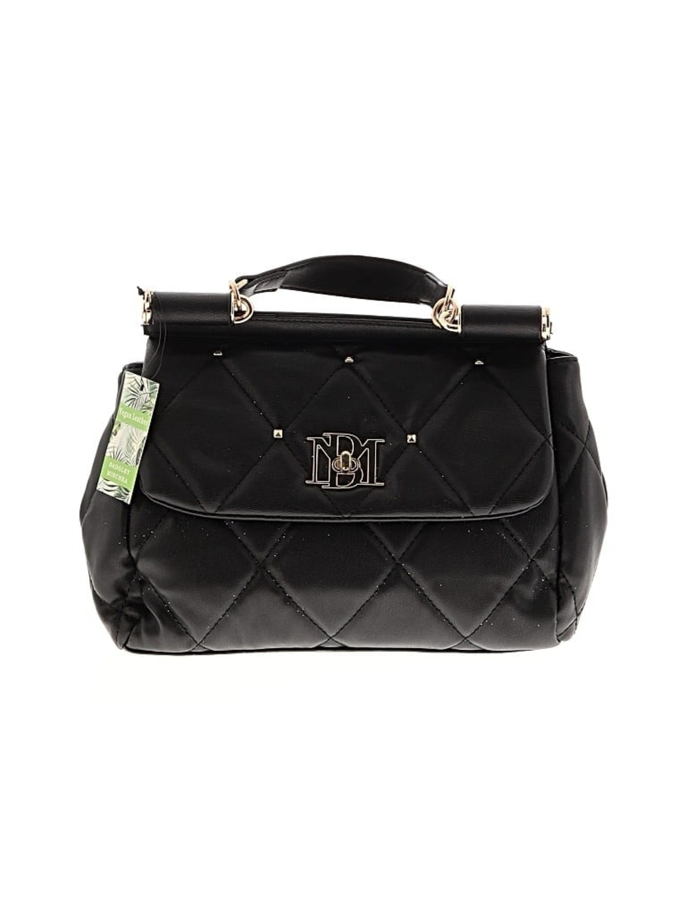 Badgley Mischka Black Vegan Quilted Purse, Gold Hardware, NWT
